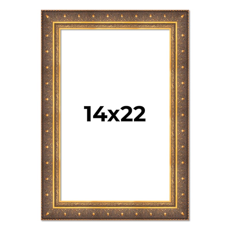 14x22 Frame Vintage Gold Solid Wood Picture Frame | 2.5 Inch Moulding