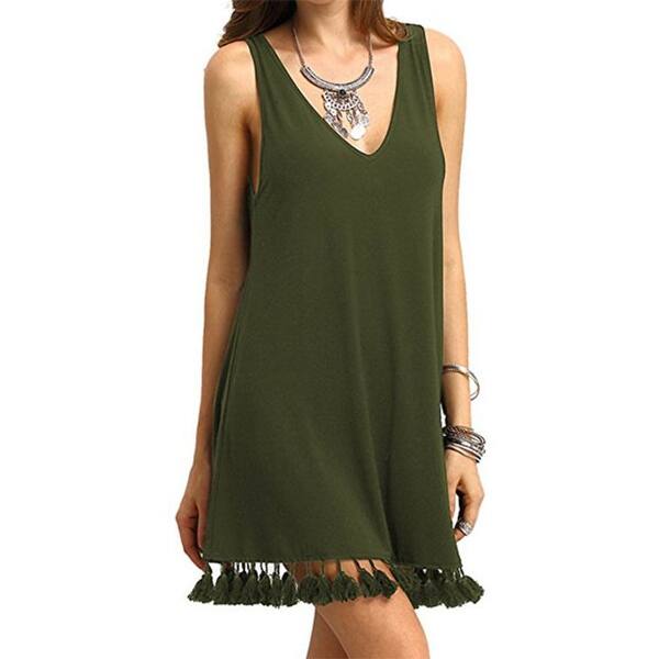Shop Women S Summer Casual Sleeveless Tassel Loose Tunic Swing