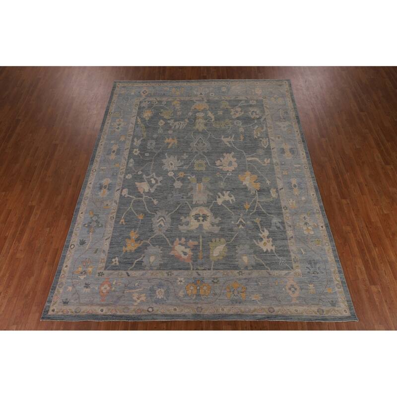 Grays & Blues Oushak Vegetable Dye Area Rug Handmade Wool Carpet - 9'2"x 12'0"