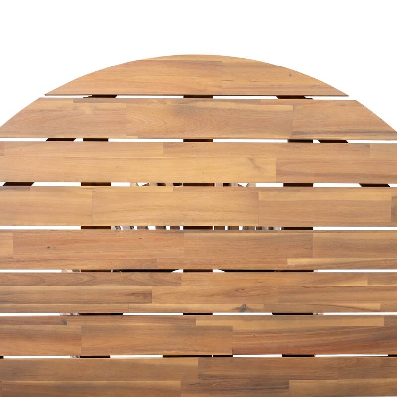 Acacia Wood Outdoor Round Dining Table 47 Inch Light Teak Patio Table for Backyard