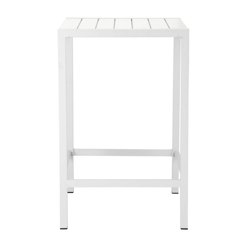 Kylo 43 Inch Outdoor Bar Table, Crisp White Aluminum Metal Frame, Small - White