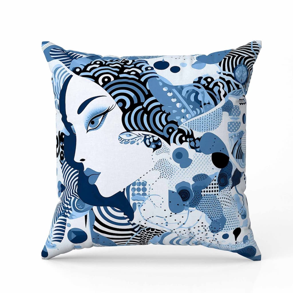 Modern Magic Indoor/Outdoor Reversible Throw Pillow Blue and Black