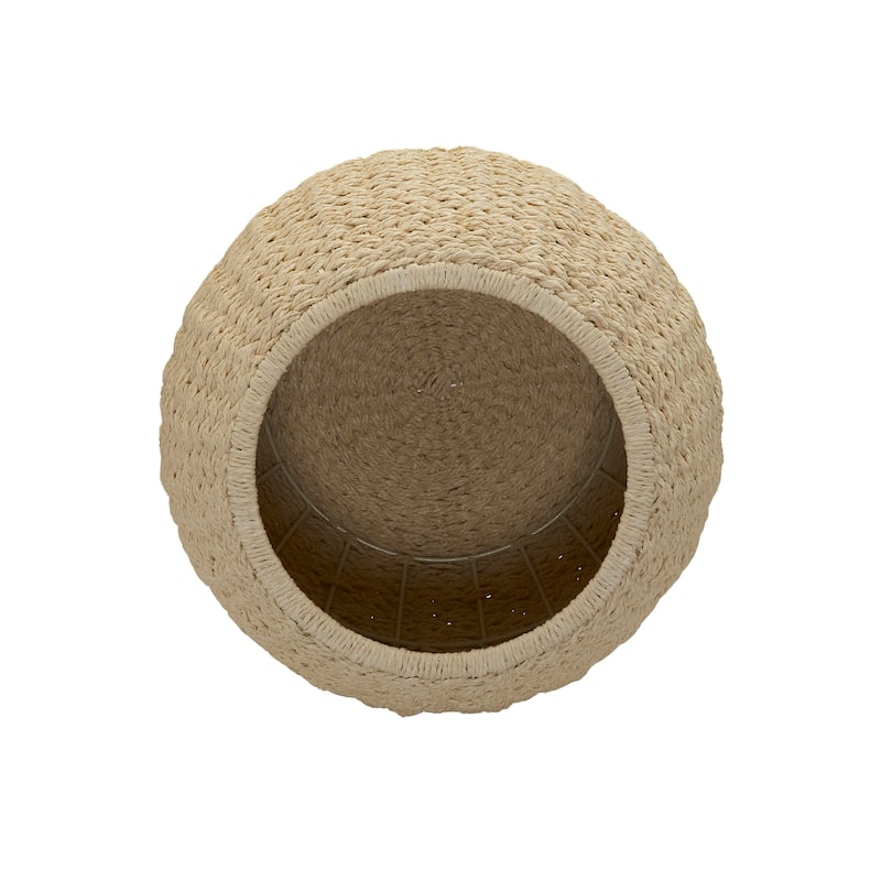 Household Essentials Handwoven Barrel Wicker Storage Basket Side Table - 17.0"L x 17.0"W x 19.0"H