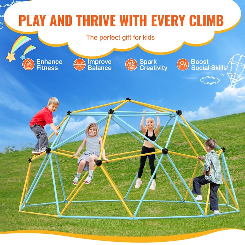 Climbing Dome,Jungle Gym Supports 750LBS and Easy Assembly, 12FT Geometric Dome Climber Play Center for Kids 3 to 10 Years Old