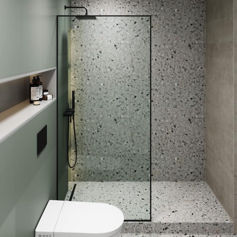 Fine Fixtures Single Fixed Clear Tempered Glass Shower Panel