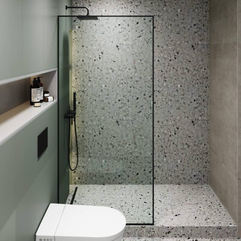 Fine Fixtures Single Fixed Clear Tempered Glass Shower Panel