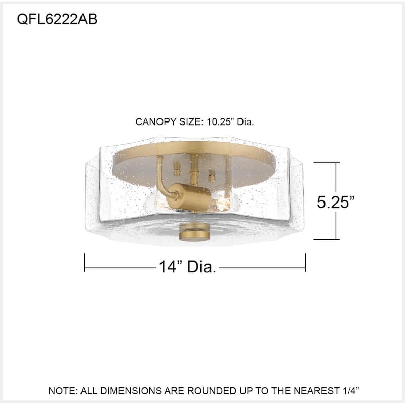 Kaplan 2-Light Aged Brass Flush Mount Light