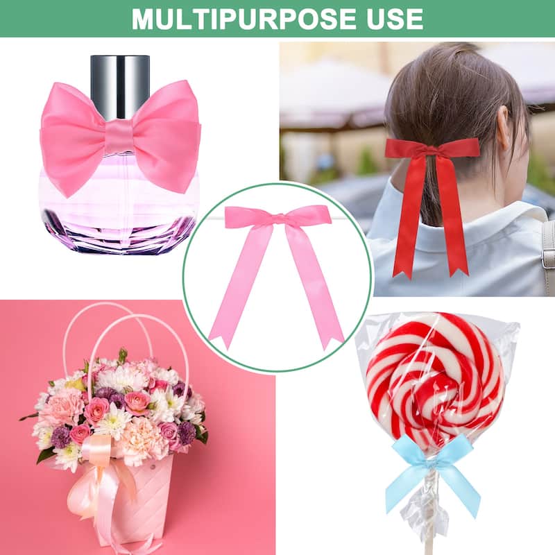 24-Pack Satin Ribbon Twist Tie Bows 7x5" Bow Twist for Craft