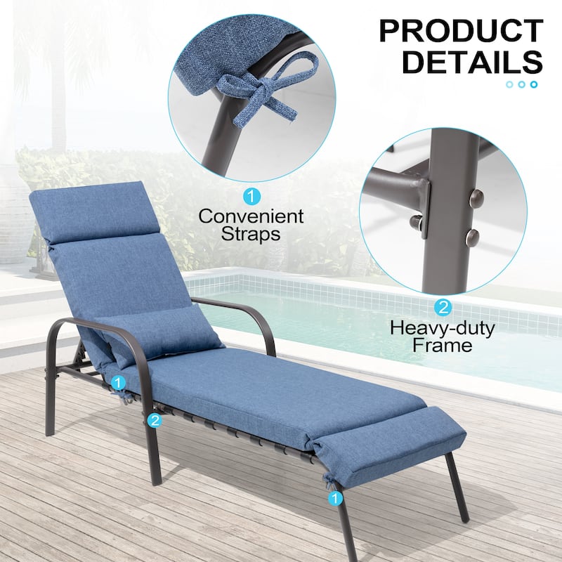 Outdoor All-weather Cushioned Adjustable Chaise Lounge Chairs Patio Pool Loungers