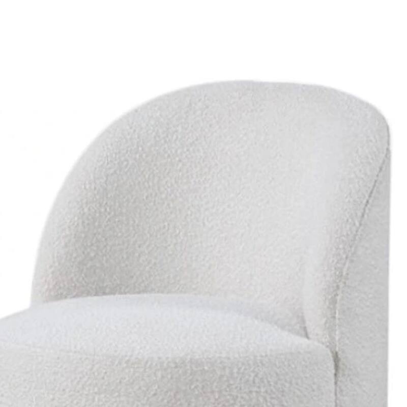 Ager Side Dining Swivel Chair, Curved Barrel Style, White Boucle Chenille