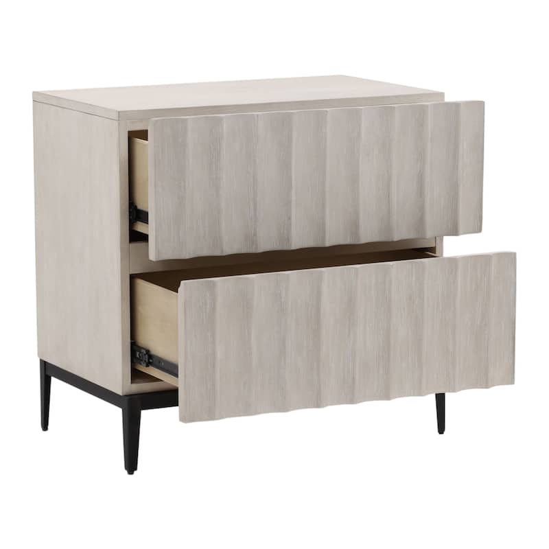 Sullivan 2-Drawer Rubberwood Nightstand, Light Gray