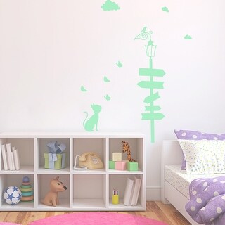 Walplus Peel and Stick Glow In The Dark Cat Wall Sticker Home Room Decor