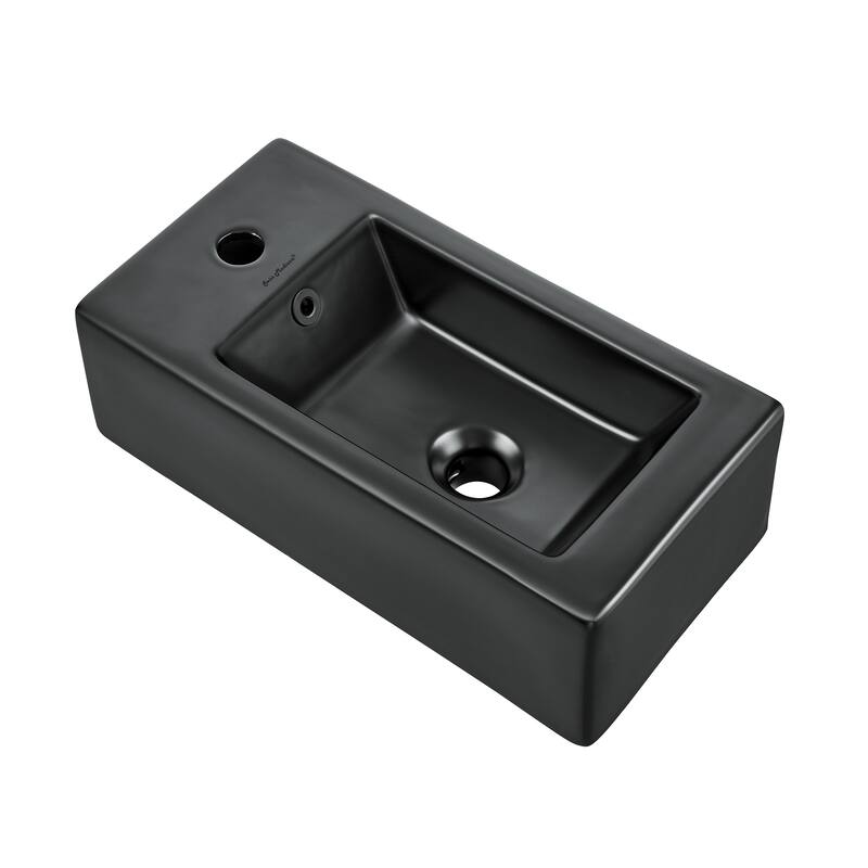 Voltaire Rectangular Ceramic Wall Hung Sink With Left Side Faucet Mount