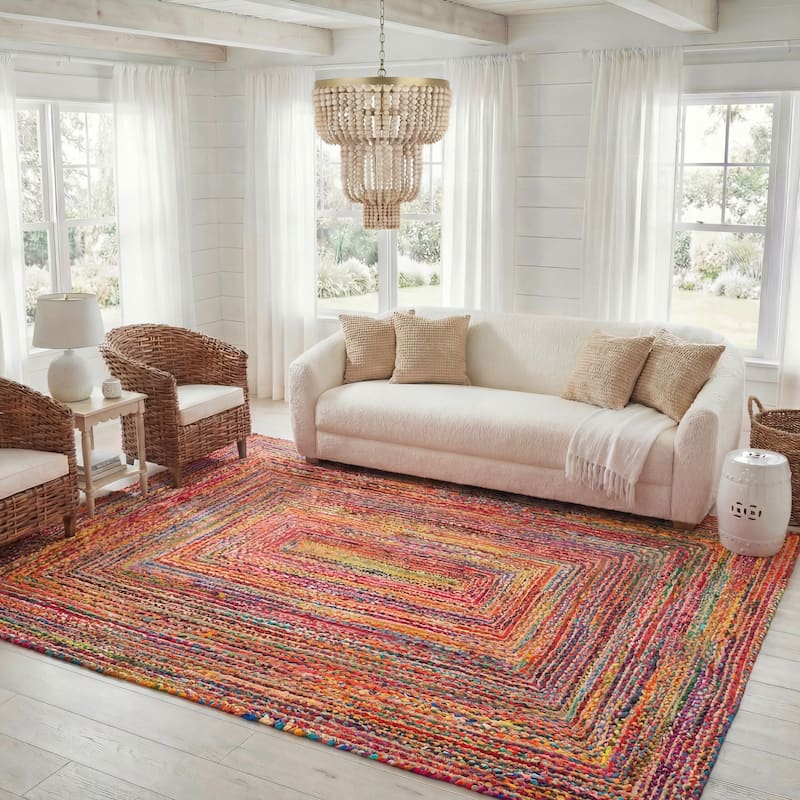 SAFAVIEH, Handmade Cape Cod Rietie Boho Coastal Jute Rug - 6' x 8' - Red/Multi