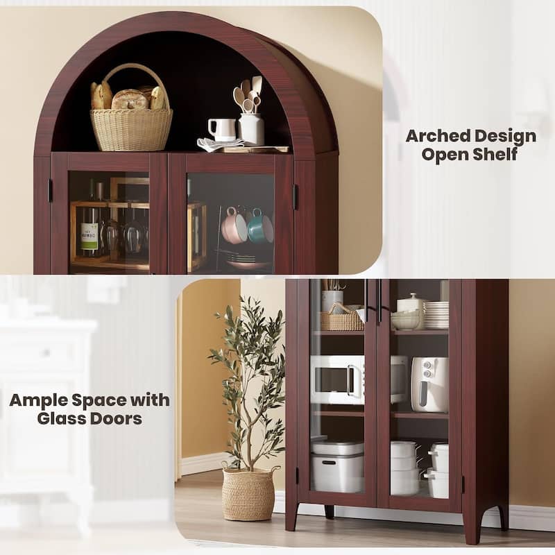 5 Tier Display Book Shelf Arched Kitchen Pantry Storage Cabinet