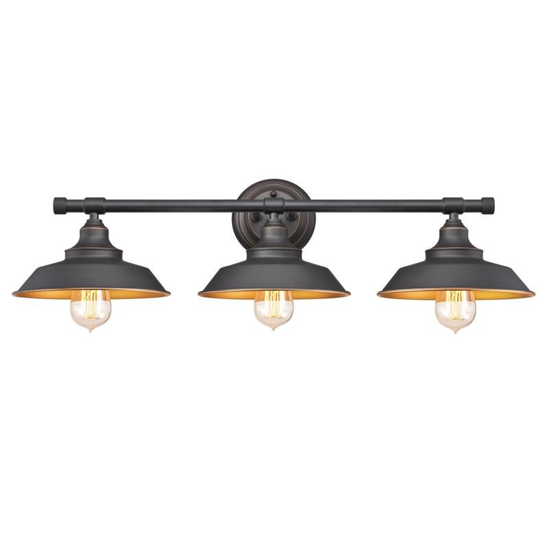 Westinghouse Iron Hill Three-Light Indoor Wall Fixture - 3-Light - Oil Rubbed Bronze with Highlights