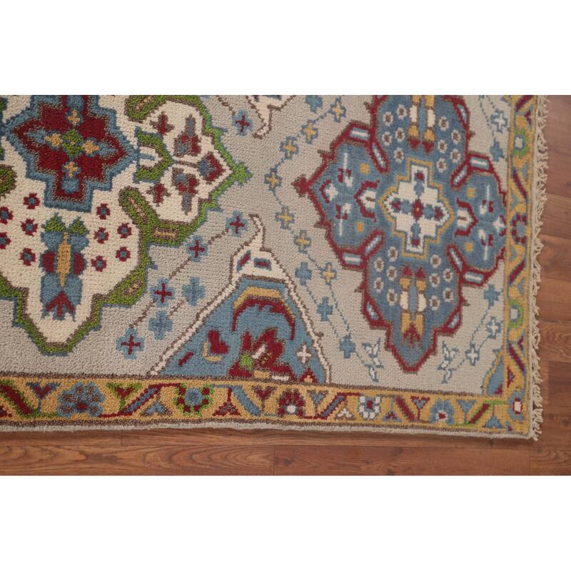 Gray Geometric Kazak Oriental Accent Rug Handmade Wool Carpet - 2'7"x 5'11"