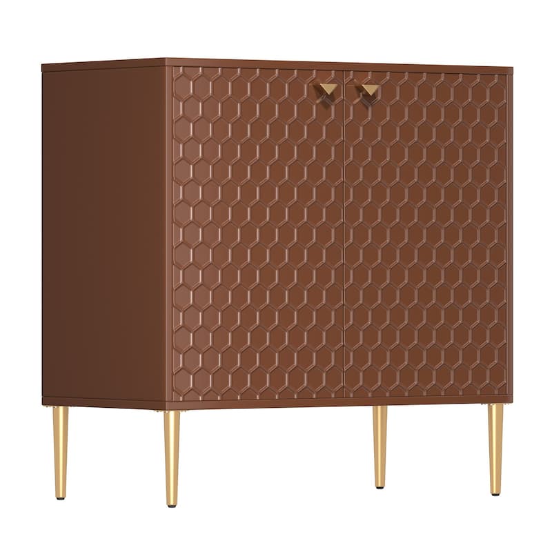 Hexagonal Pattern 2-door Storage Cabinet Buffet Cabinet Sideboard