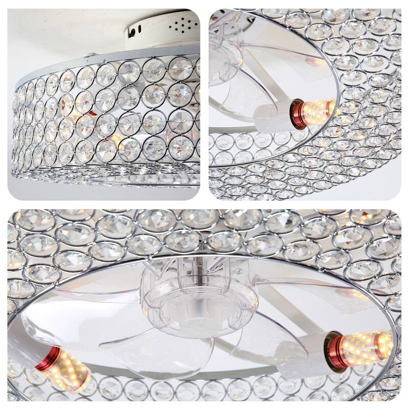 19.6" Crystal Ceiling Fans with Remote