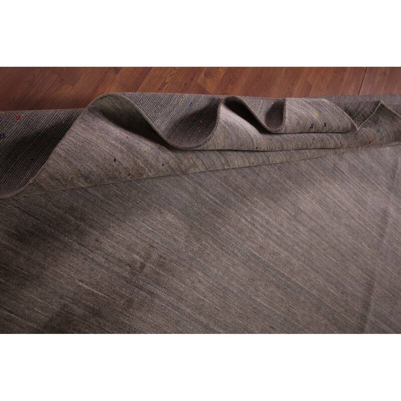 Earth Tone Gabbeh Oriental Area Rug Hand-Knotted Wool Carpet - 8'2" X 9'10"