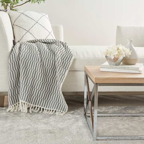 Mina Victory Step weave Poly Cotton Throw Blanket 50 x 60 in