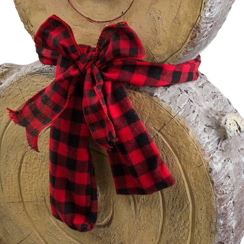 Alpine Corporation 46"H Indoor/Outdoor Christmas Snowman Statue Holiday Decoration with Wood Texture - Brown