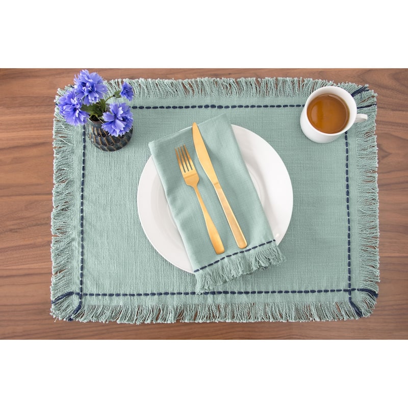 Cheryl Surf Placemats Set of 4 Blue Quilted Washable Placemat, 13" x 19"