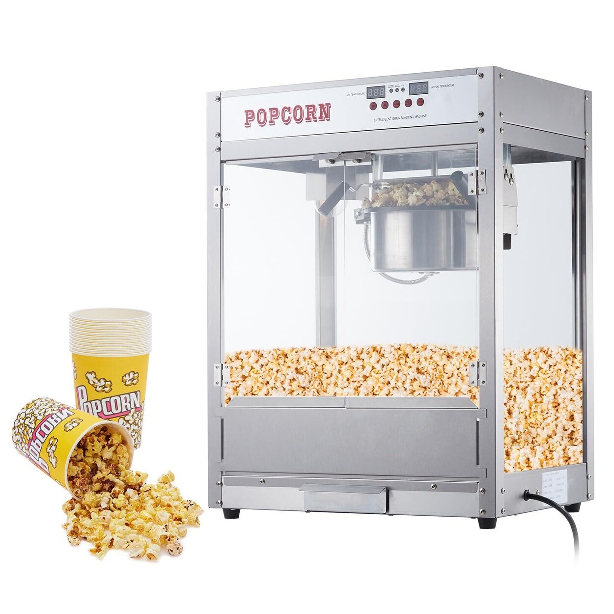 Superior Popcorn Red Movie Night Popcorn Popper Machine Cart, 8 Ounce