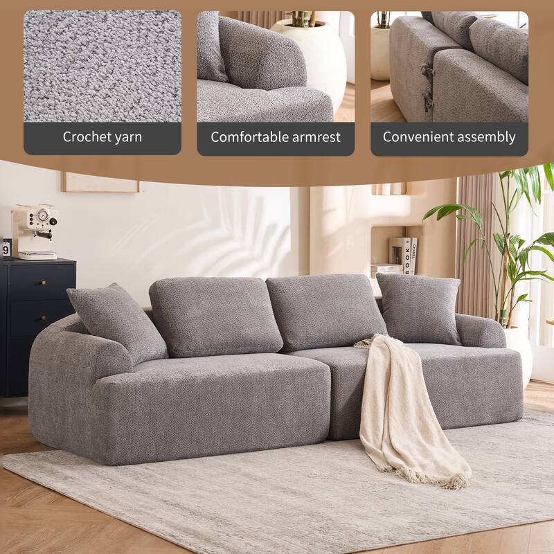 103.15" Fabric Classic 4-Seater Sofa with 4 Pillows