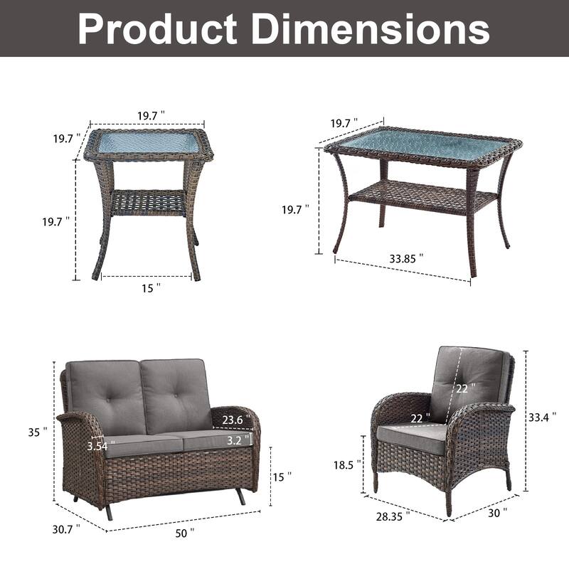 Gymojoy Outdoor Wicker Patio Furniture Loveseat Glider Set