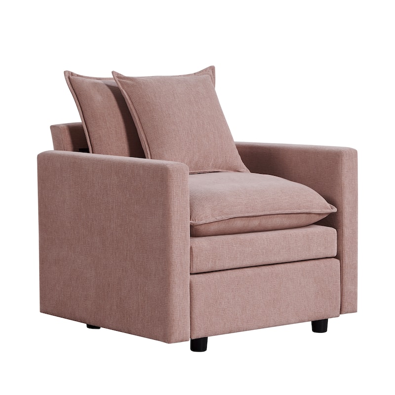 Chenille Fabric Comfy Deep Single Seat Sofa Upholstered Reading Armchair Living Room