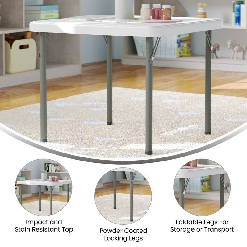 Indoor/Outdoor Kids Bi-Fold Plastic Folding Table - 24x24 - 23.5"W x 23.5"D x 19"H