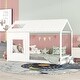 preview thumbnail 2 of 7, Twin Size House Bed with Roof and Window, Open Concept Design, White