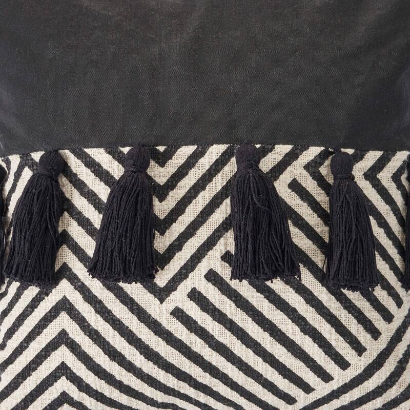 20" Black and White Chevron Square Throw Pillow