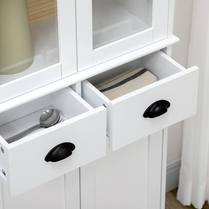 Freestanding Kitchen Pantry Cabinet Dining Cabinet with Glass Doors & Drawers, Display Cabinet Base Cabinet Buffet Cabinet