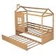 preview thumbnail 18 of 22, Twin Size House Bed Wood Bed With Twin Size Trundle For Bedroom,Kids