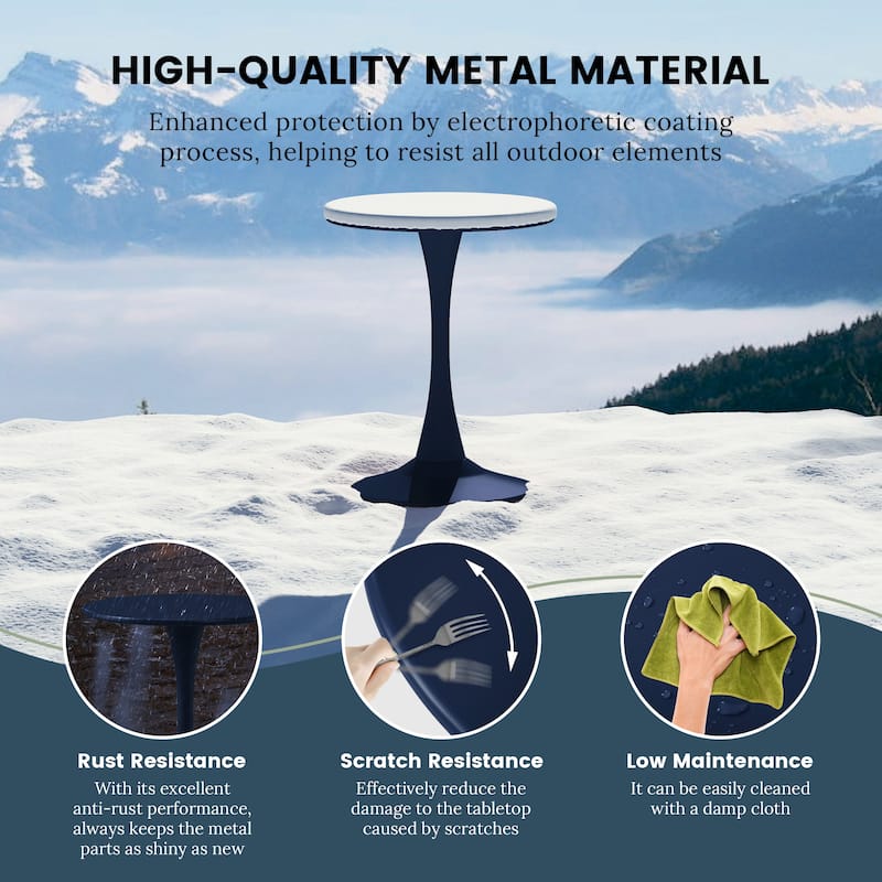 Frond and Form 23.5 Inch Outdoor Steel Dining Table