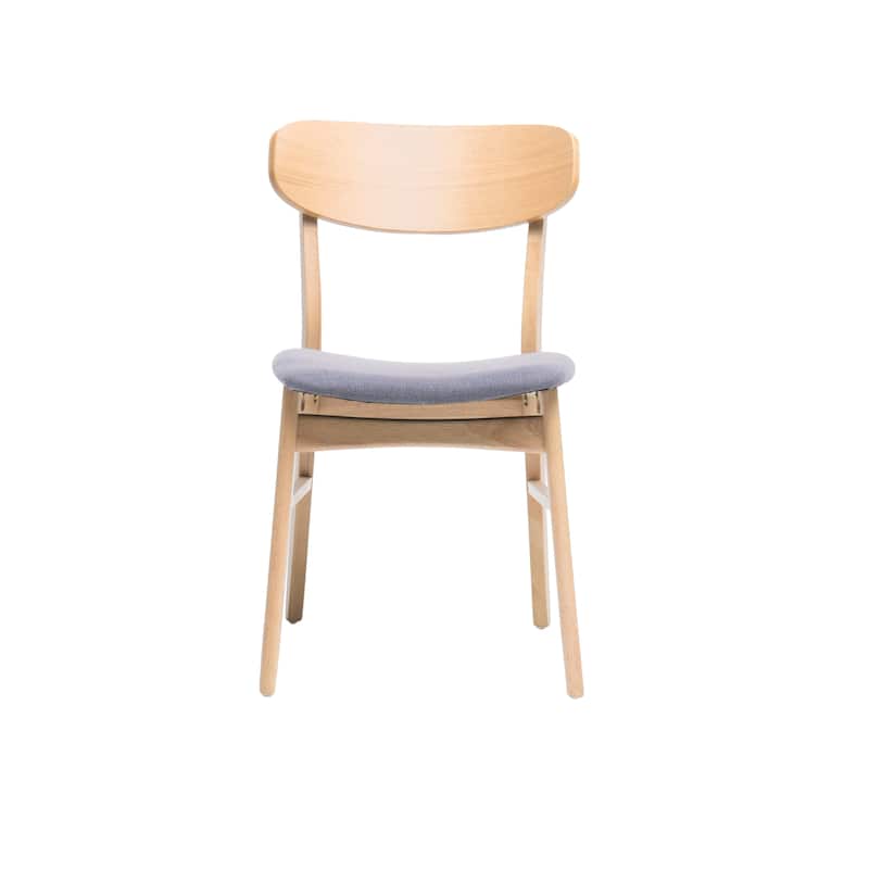 Solid Wood Dining Chairs with Upholstered Seat, Open Back, Set of 2