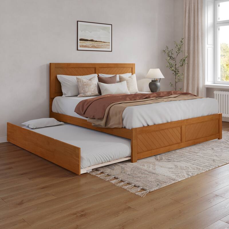 AFI, Canyon Platform Bed with Matching Footboard & Trundle - Light Toffee - King