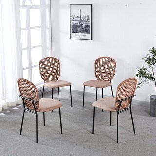 Set of 4 Upholstered Sennit Dining Chairs with Metal Legs - Bed Bath ...