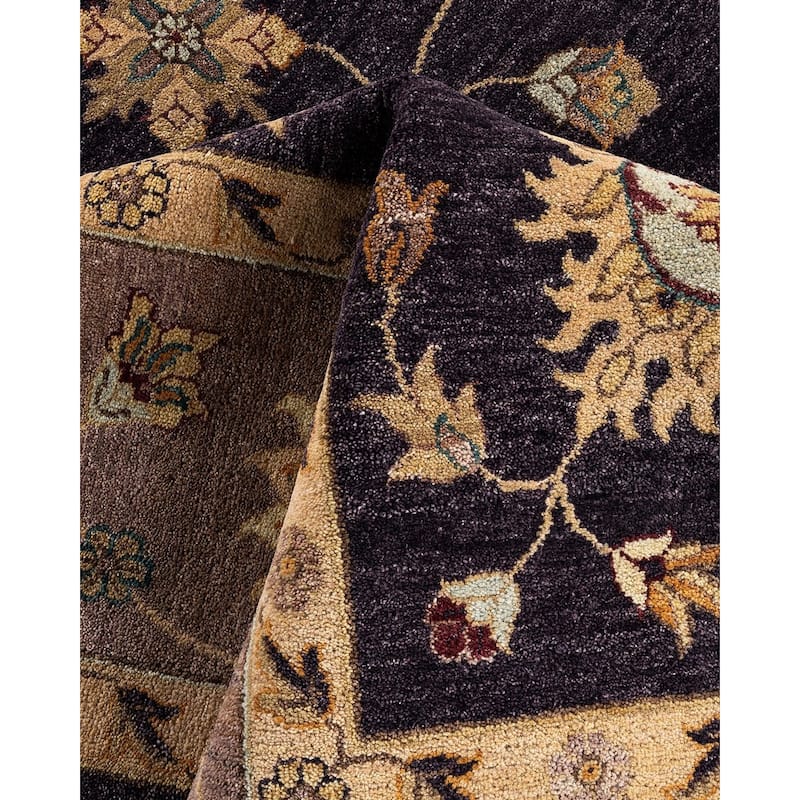 Oushak One-of-a-Kind Hand-Knotted Area Rug - Navy, 9' 0" x 12' 7" - 9' 0" x 12' 7"