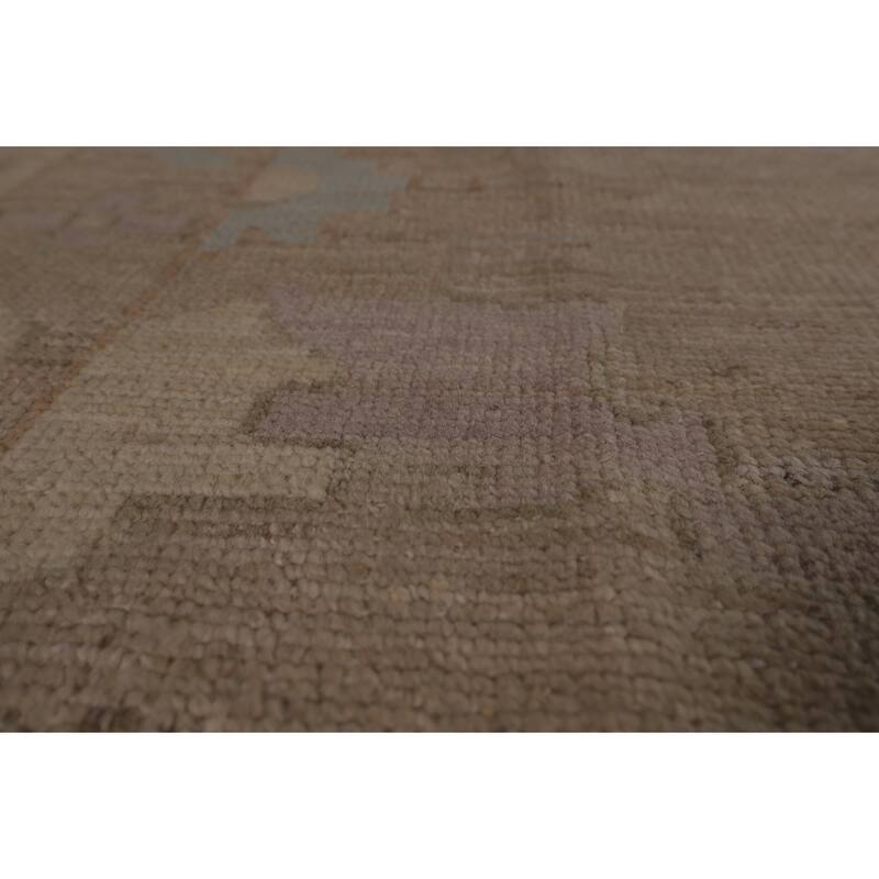 Transitional Beige Oushak Turkish Area Rug Hand-Knotted Wool Carpet - 8'11"x 11'10"