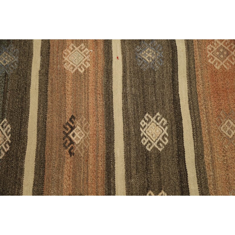 Hand Woven Oriental 100% Wool Carpet Southwestern Tribal Brown Kilim Area Rug - 10' 7'' X 5' 9''