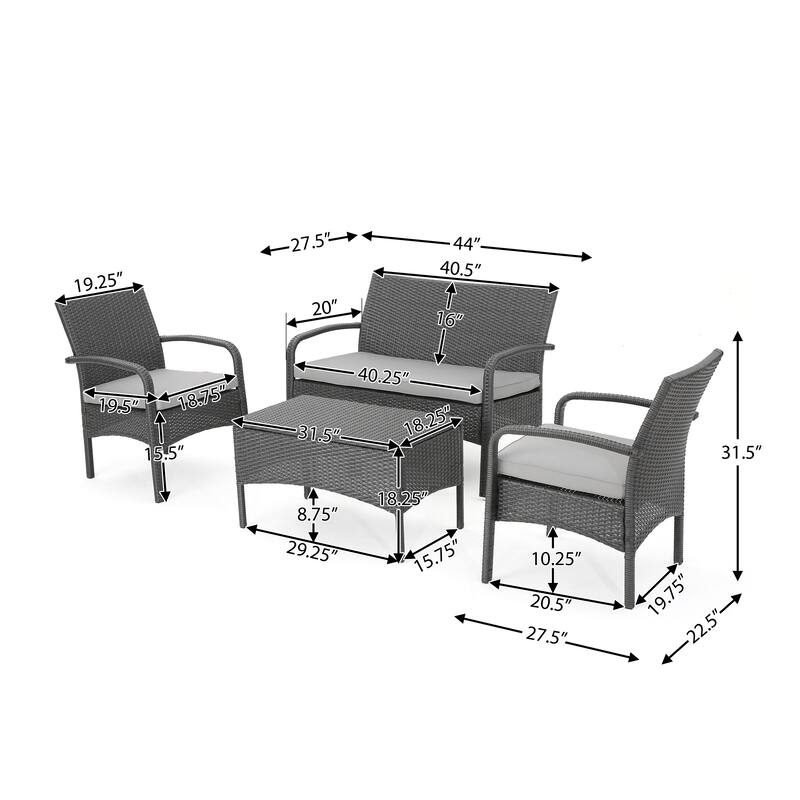 4PC Comfortable Outdoor Chat Set for Relaxing and Socializing