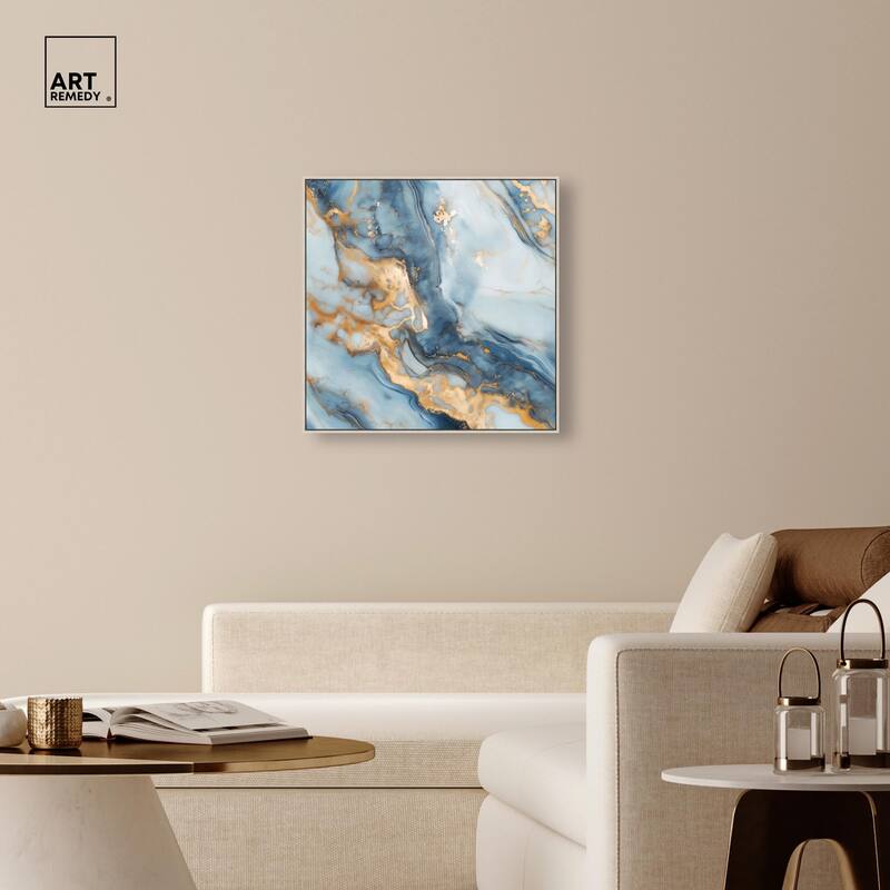 Golden Cloud Marble Canvas by Art Remedy