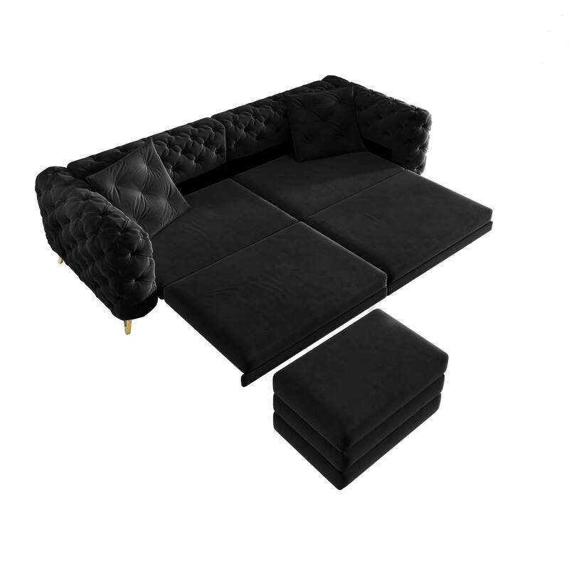 GDFStudio - Velvet 97.7" 3-in-1 Convertible Sleeper Sofa with Pull-Out Bed