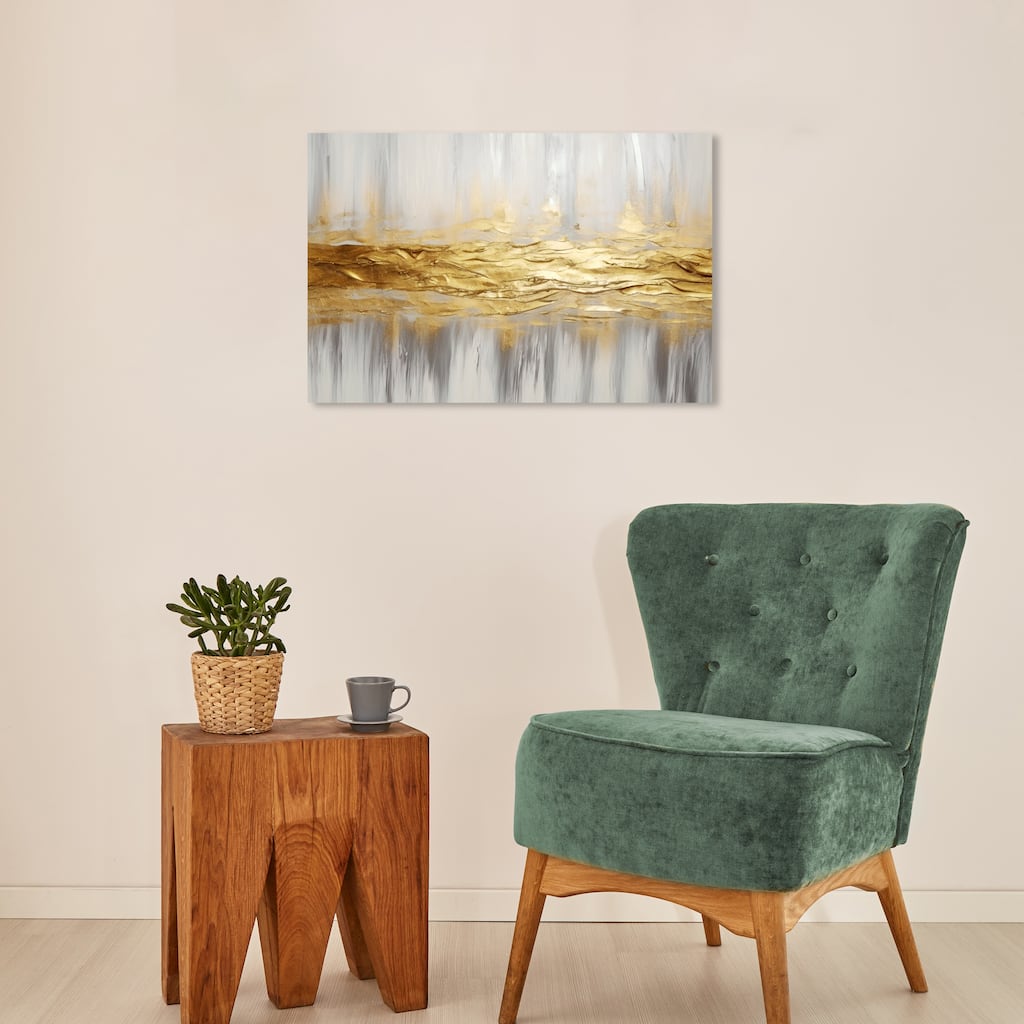 Wynwood Studio Canvas Abstract The Metal Power Melts Gold and Metallic Gold Glam Wall Art Canvas Print