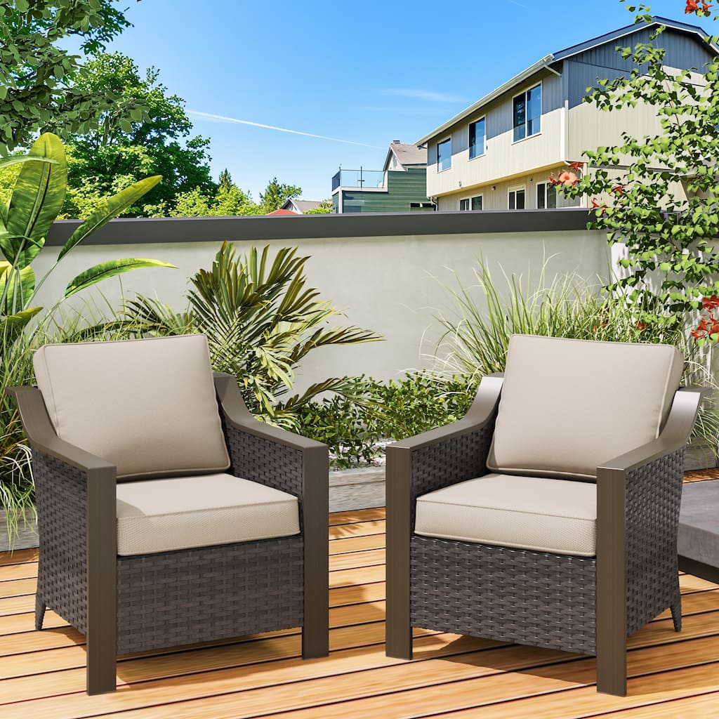 COZYWOR 2-Person Outdoor Patio Wicker Chair Set