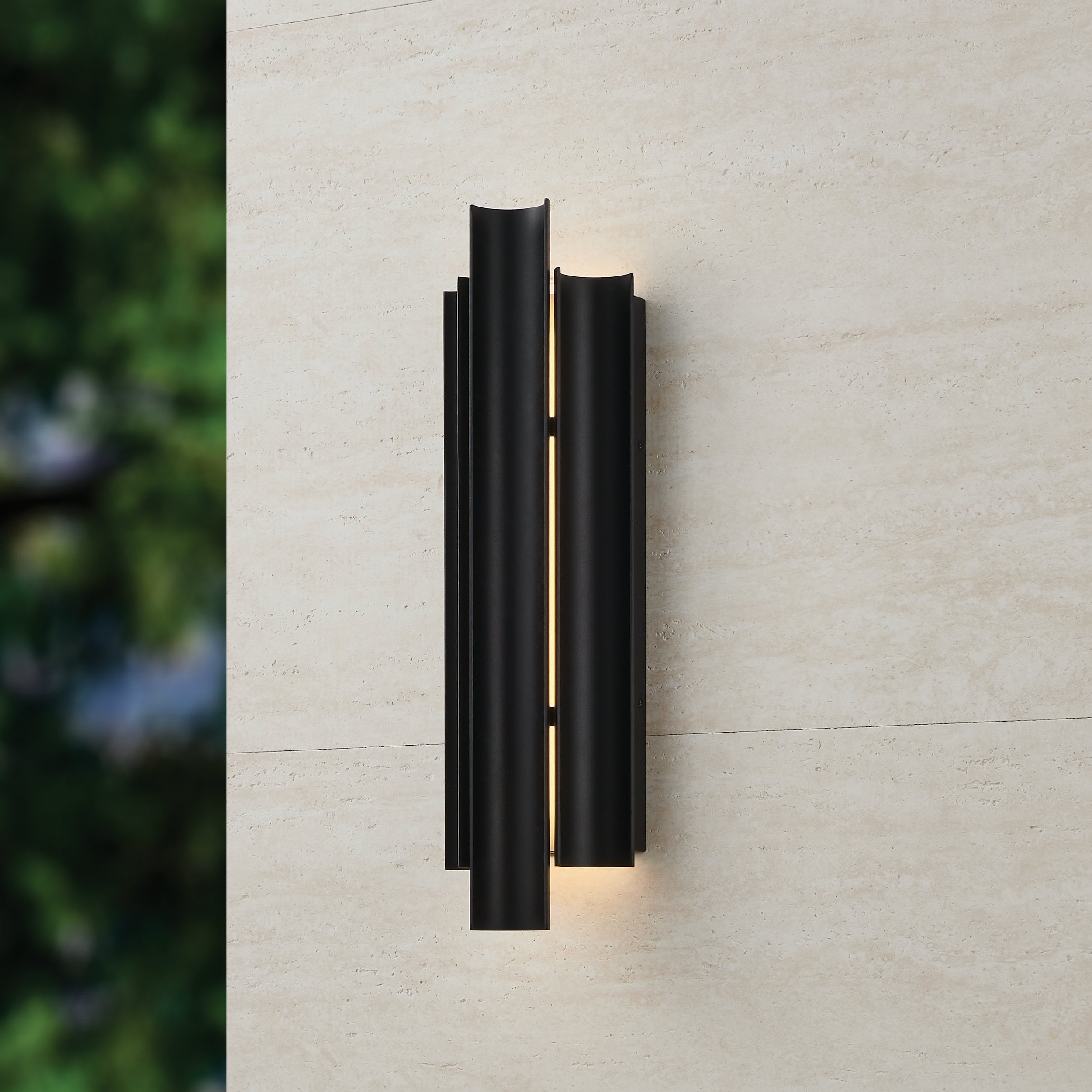 Thesis Kestrel 22-inch 3-light Textured Black 5CCT LED Exterior Wall Sconce