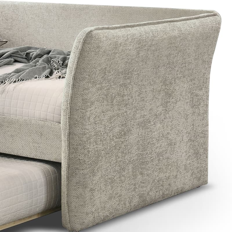 Furniture of America Gestin Modern Twin Upholstered Daybed with Trundle